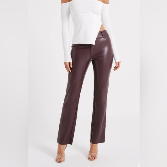 Meshki Laurette Faux Leather Straight Leg Pant - Dark Chocolate - Picture 4 of 8